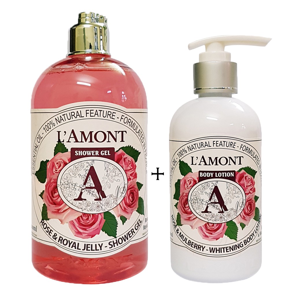 Combo Sữa Tắm 500ml và Dưỡng Thể 250ml LAMONT En Provence Hương Hoa Hồng