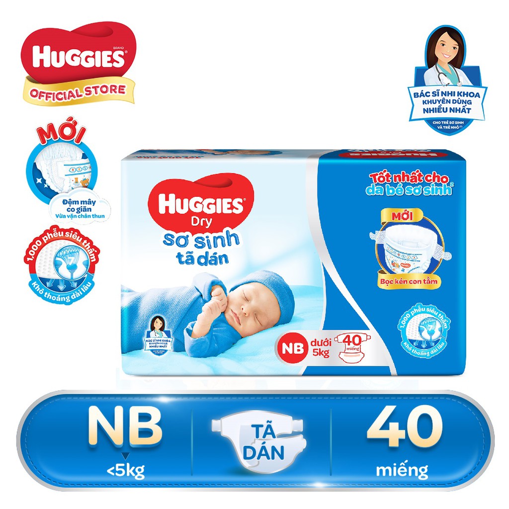 TÃ DÁN SƠ SINH Huggies Newborn (NB 40 miếng , NB 74 miếng)