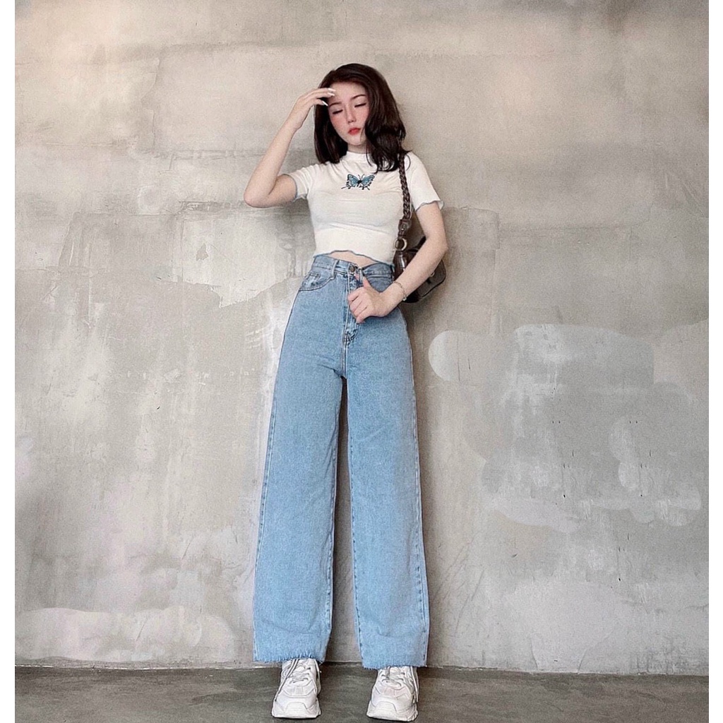 FS50K_Quần Jeans Nữ Ống Rộng Cao Cấp OHS3600