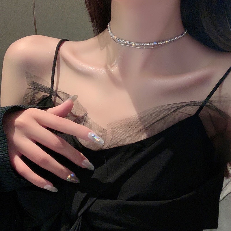 Chocker - vòng cổ 2 hàng đá nhân tạo