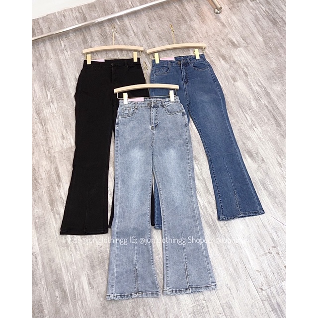 Quần jean loe kéo chân xẻ giữa 2436 - Ảnh thật JUNclothing | BigBuy360 - bigbuy360.vn
