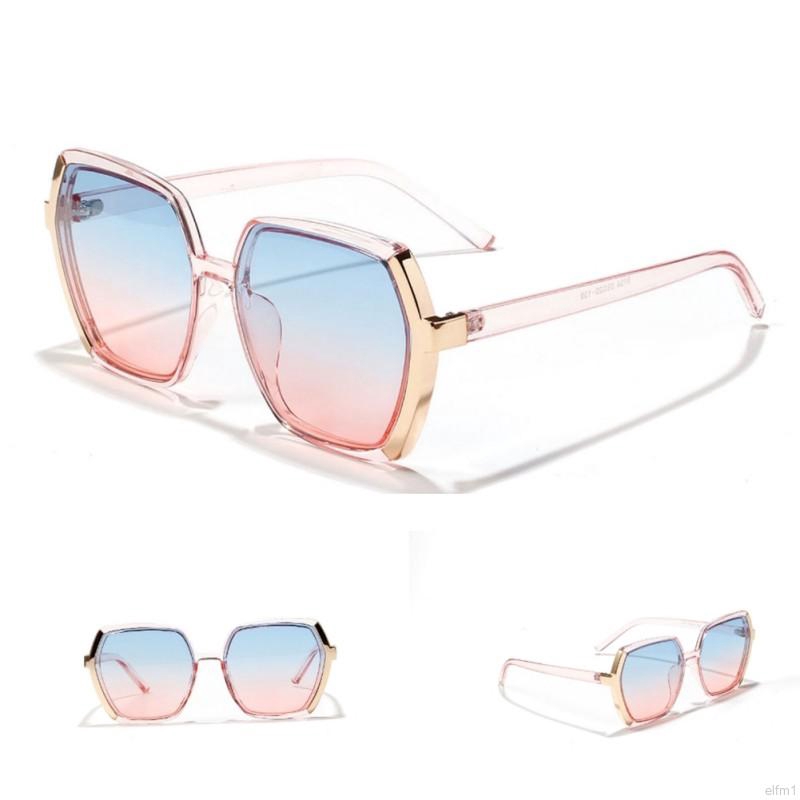 Korean Fashion Wild Trend Polygonal Big Frame Semi-metallic Color Sunglasses