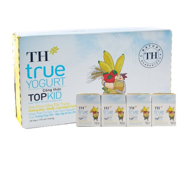 Sữa Chua Uống Tiệt Trùng TH True Yogurt TopKid Hương Dâu - Chuối - Lúa Mạch