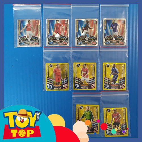 Thẻ bóng đá Poca Match Attax cầu thủ xuất sắc  , huyền thoại  , clb 100 2nd nhăn, xước nhẹ như ảnh
