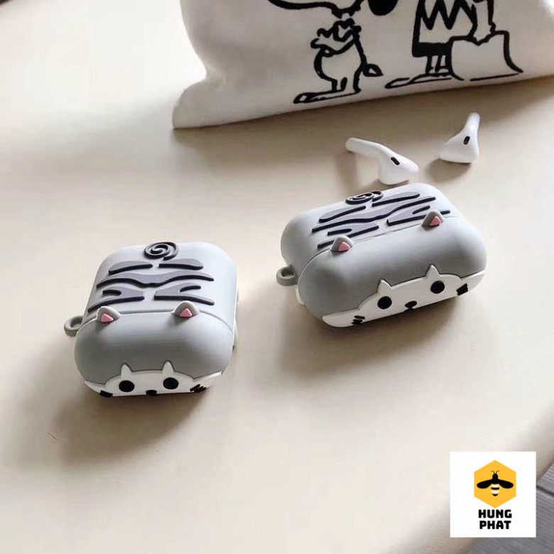 ✔️Case Vỏ Bọc Airpod 2 Đựng Tai Nghe Airpods 1 2 Pro Totoro nằm Chất Liệu Silicon Cao Cấp Cực Xinh (mèo xám)