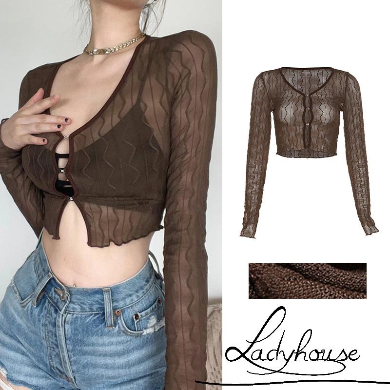 Áo Croptop Tay Dài Kiểu Dáng Đơn Giản Cho Nữ