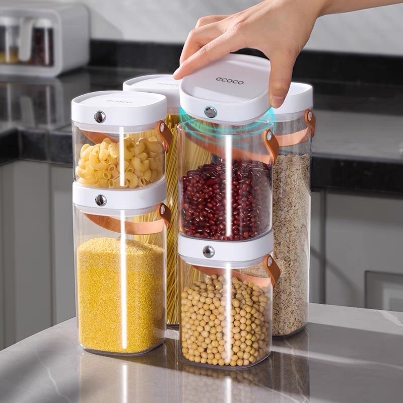 Lọ, Hũ bảo quản thực phẩm ECOCO nắp khoá kín chống ẩm mốc,côn trùng |Hộp lưu trữ thức ăn để tủ lạnh có quai xách đủ size