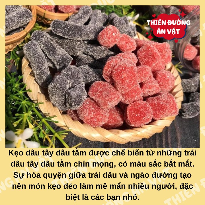 Kẹo Dâu Tây Dâu Tằm Thiên Đường Ăn Vặt Kẹo Dâu Mix Đường Đồ Ăn Vặt Vị Chua Mềm Dẻo Đà Lạt