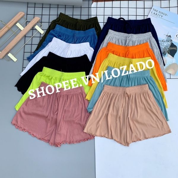 Quần đùi nữ mặc nhà LOZADO quần sooc nữ chất thun lạnh cạp chun co giãn vải mềm mát dễ chịu Q604