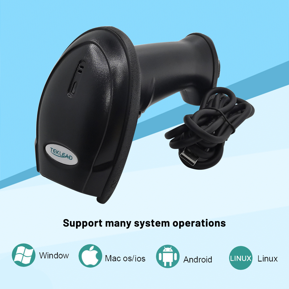 Máy quét mã vạch 2D không dây có cáp USB dongle 2.4G và Bluetooth nguồn 1D QR