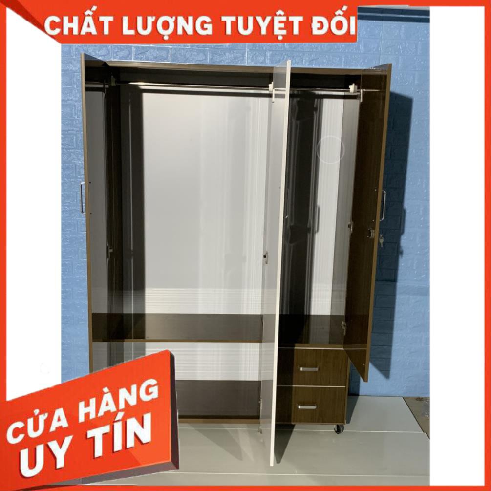 Tủ nhựa đài loan 3 cánh 2 ngăn kéo ngang 1m24 cao 1m85