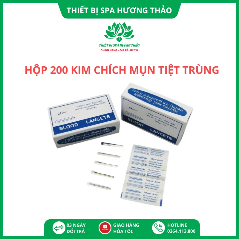 Hộp 200 Kim chích mụn tiệt trùng - Kim nặn mụn y tế Kim lấy mụn