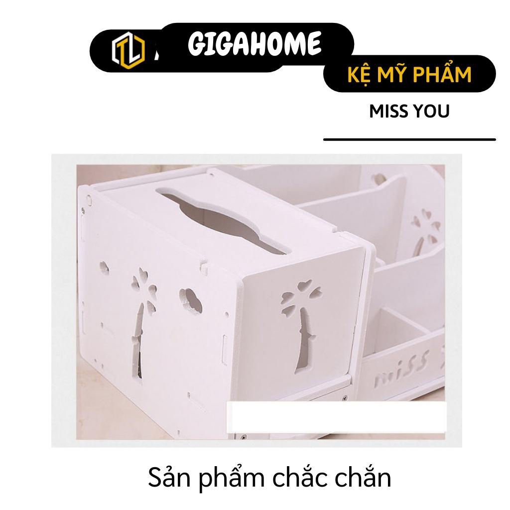 Khay Đựng Mỹ Phẩm GIGAHOME Kệ Đựng Đồ Trang Điểm Nhiều Ngăn, Có Hộp Khăn Giấy Tiện Lợi 8785