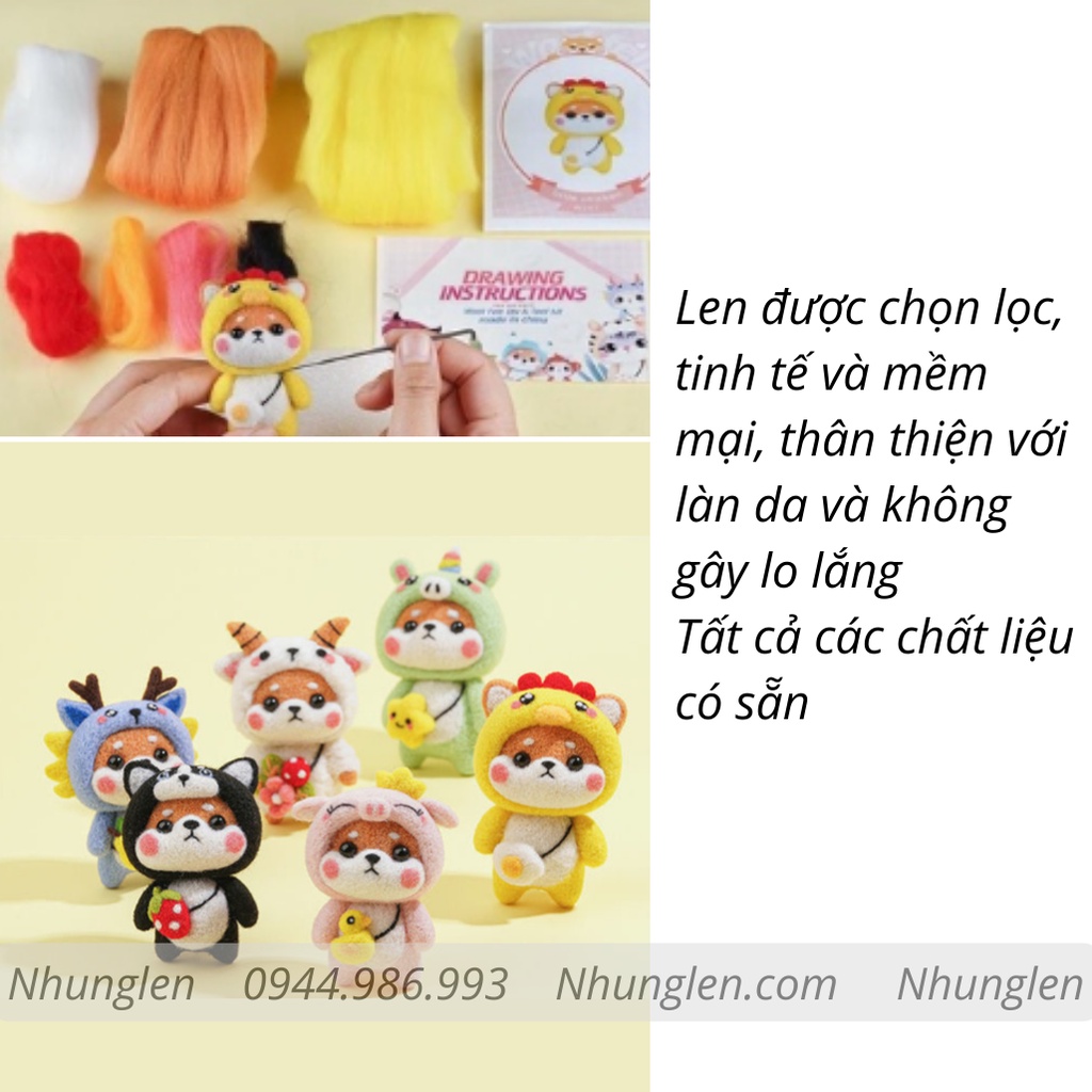 [NEW] Bộ len chọc Tân Binh Shiba 12 con giáp, có hướng dẫn, quà tặng handmade ý nghĩa - Needle feltinG