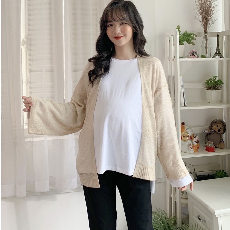 [ MẶC ĐƯỢC ĐẾN 75kg ] Áo bầu phông freesize dáng rộng - Áo thun cotton dài tay cho bầu và sau sinh - AT