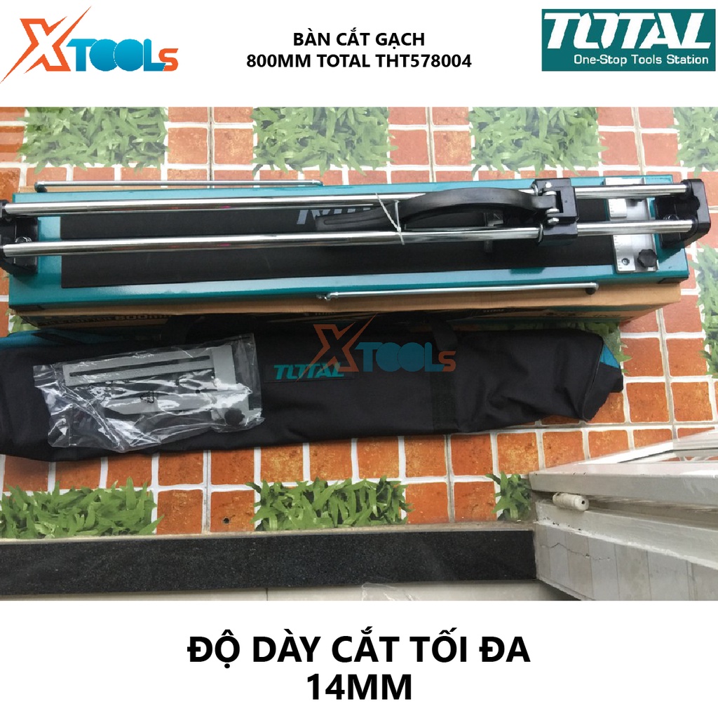 Bàn cắt gạch đẩy tay TOTAL THT578004 Bàn cắt gạch men 1m, chiều dài phần cắt gạch là 800mm, 22x10.5x2mm, 15kg [XTOOLs]