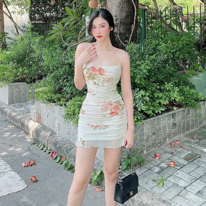 Chacha | Đầm Hai Dây Dáng Ôm Phong Cách Âu Mỹ Thời Trang Đi Biển Mùa Hè Quyến Rũ