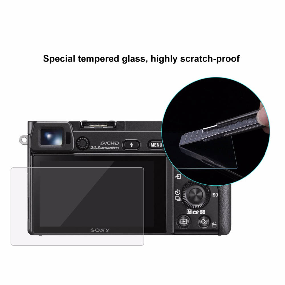 Kính cường lực bảo vệ màn hình máy ảnh 9H 2.5D 0.3mm viền cong thích hợp cho Sony A6000/ A6300/ A6500