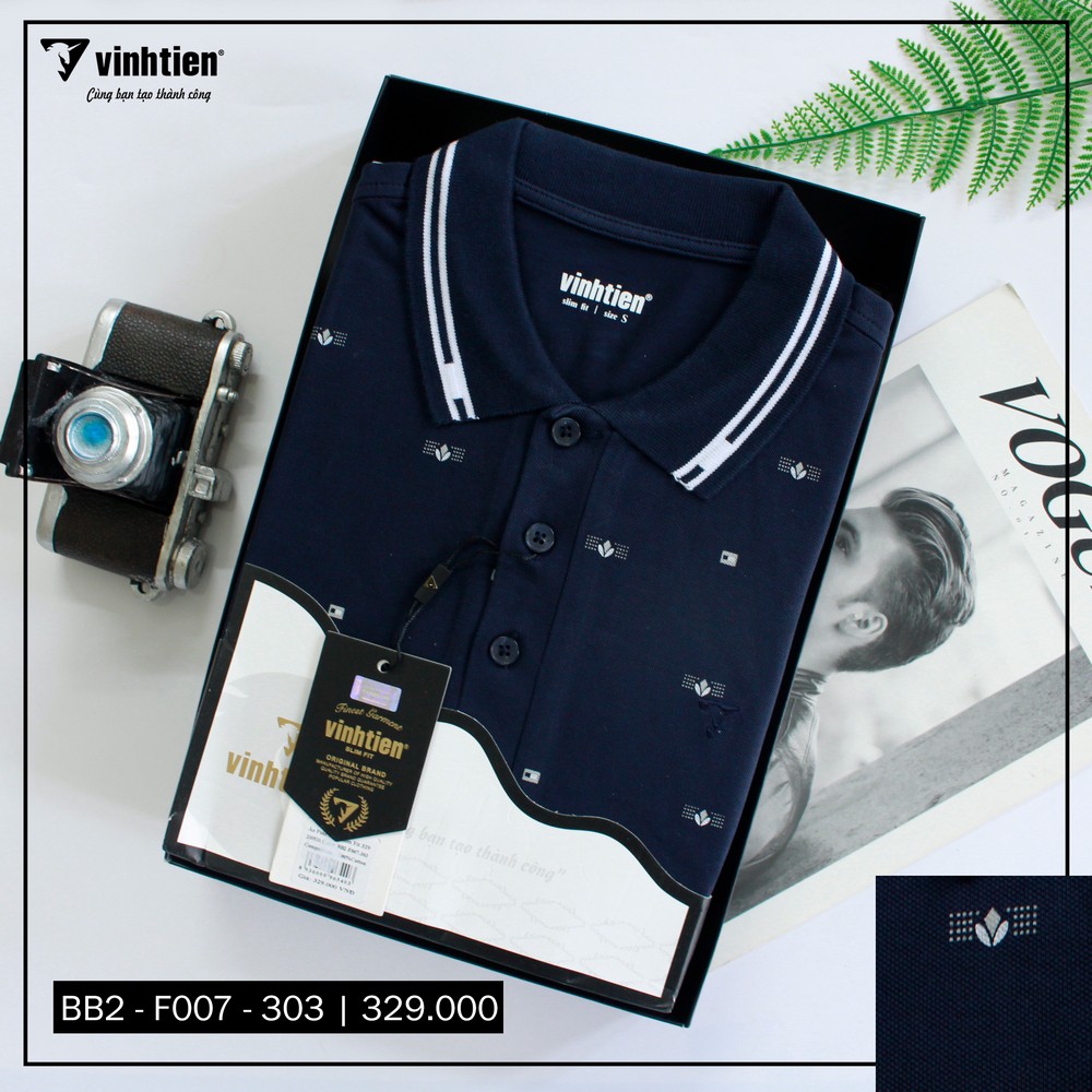 Áo Thun Polo Họa Tiết Slimfit Vĩnh Tiến 329 _ BB2-F007-303