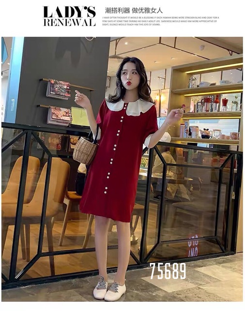 Đầm suông đỏ tiểu thư