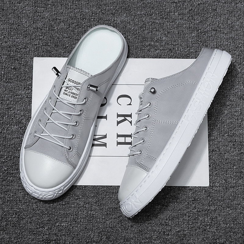 Giày lười vải canvas không gót màu trắng thông thoáng phong cách hè dành cho nam