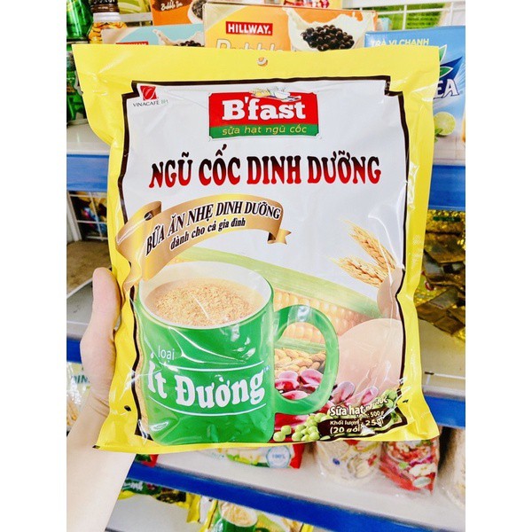 Bột ngũ cốc B'fast dinh dưỡng ít đường cho cả gia đình 500g (20 gói * 25g)