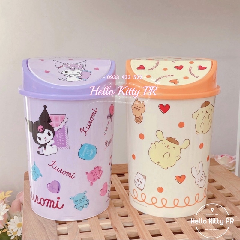 Thùng rác nắp lật Hello Kitty, Melody, Cinnamoroll, Little Twin Star