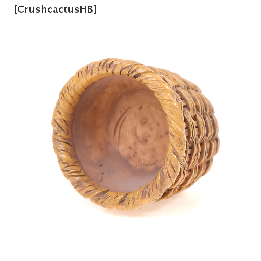 [CrushcactusHB] 2 Giỏ Mây Dệt Tay Mini Khung Đựng Thực Phẩm Trang Trí Nhà Búp Bê 1 / 12