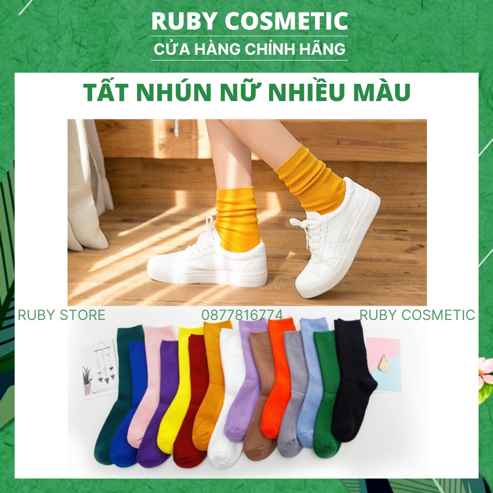 Tất Nữ Cute Vớ Nữ Nhún Cổ Cao Vintage Phong Cách Hàn Quốc Nhiều Màu TN11 - RUBY STORE