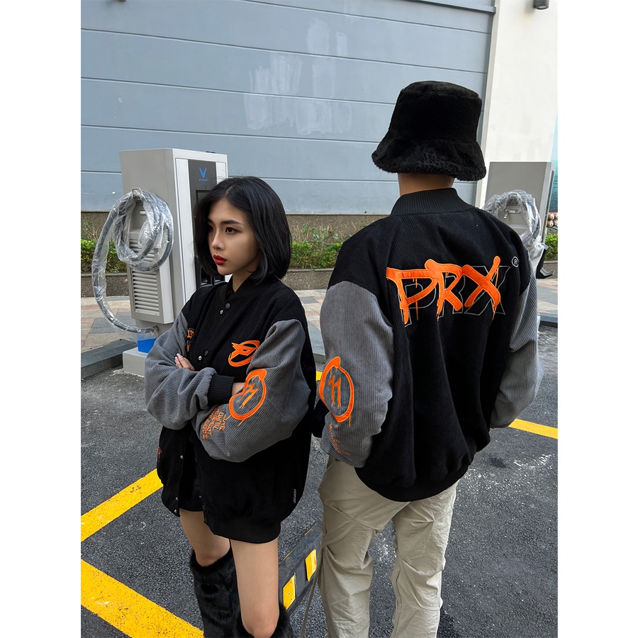 Áo khoác Perfext Varsity Jacket Nhung Tăm Lót Dù, Hoạ Tiết Thêu