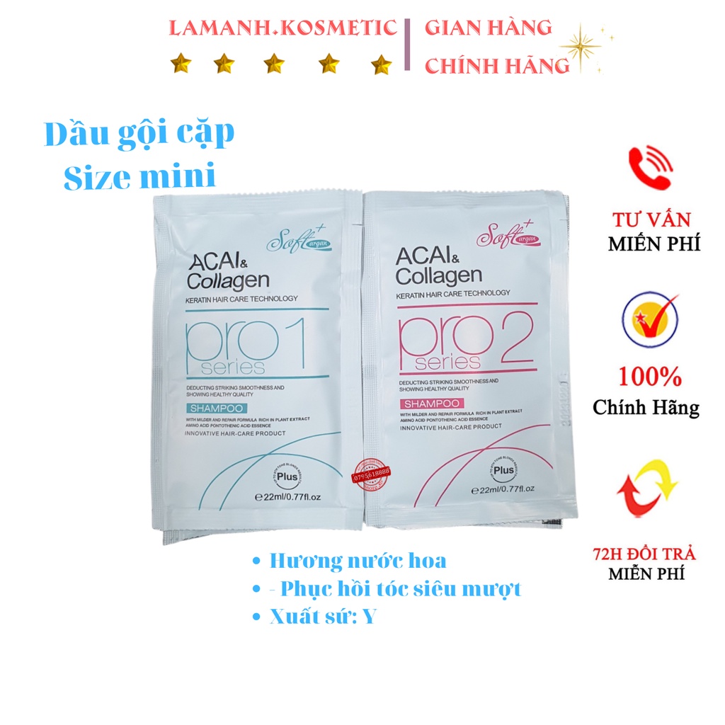 Dầu gội cặp phục hồi tóc siêu mượt chống rụng chống ngứa, chống gàu, size mini bộ gội xả gói 22ml hàng chính hãng