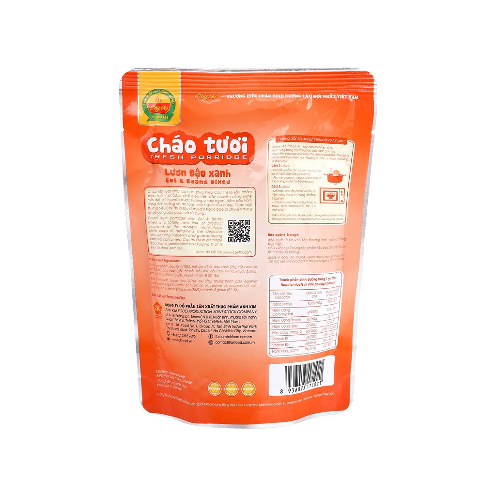 Cháo tươi lươn đậu xanh Cây Thị gói 260g