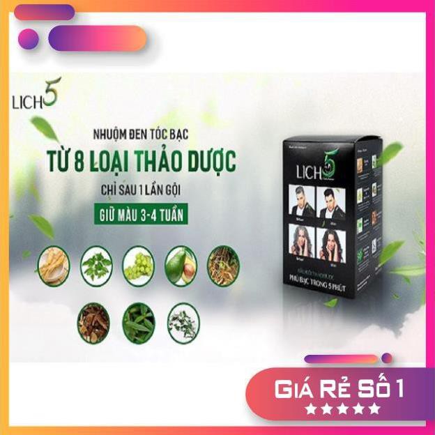 [COMBO 30 hộp] Dầu gội đen tóc Lich 5 [dầu gội nhuộm tóc thảo dược tốt nhất]