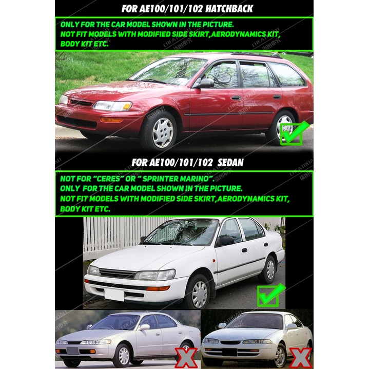 Tấm Chắn Bùn Trước Sau Cho Toyota Corolla AE101 AE102 AE100 1993-1998 1998 1997 1996 1995 1994 1993