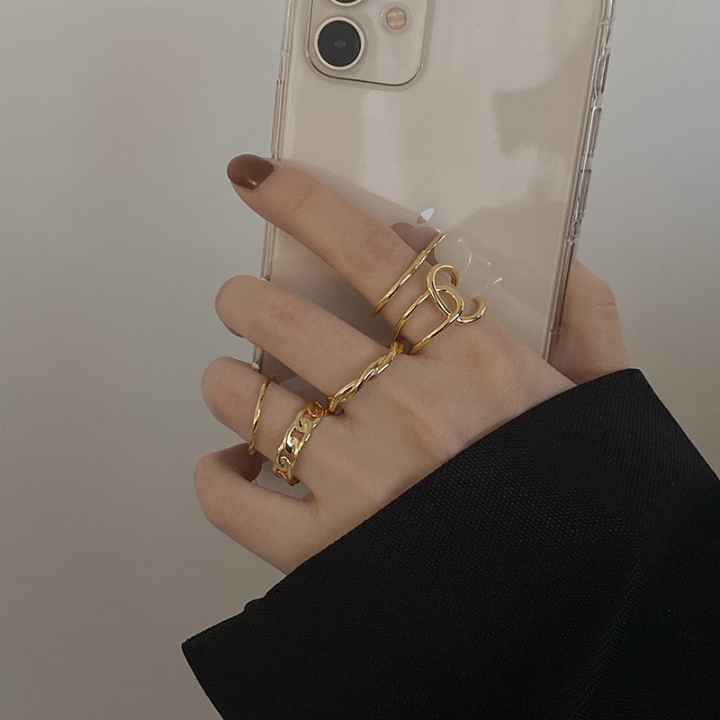 Bộ Nhẫn Mạ Vàng Phong Cách Vintage Thời Trang