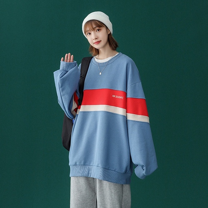 Áo sweater IFNICEFUTURE dáng rộng cỡ lớn phong cách mùa xuân cho nam nữ