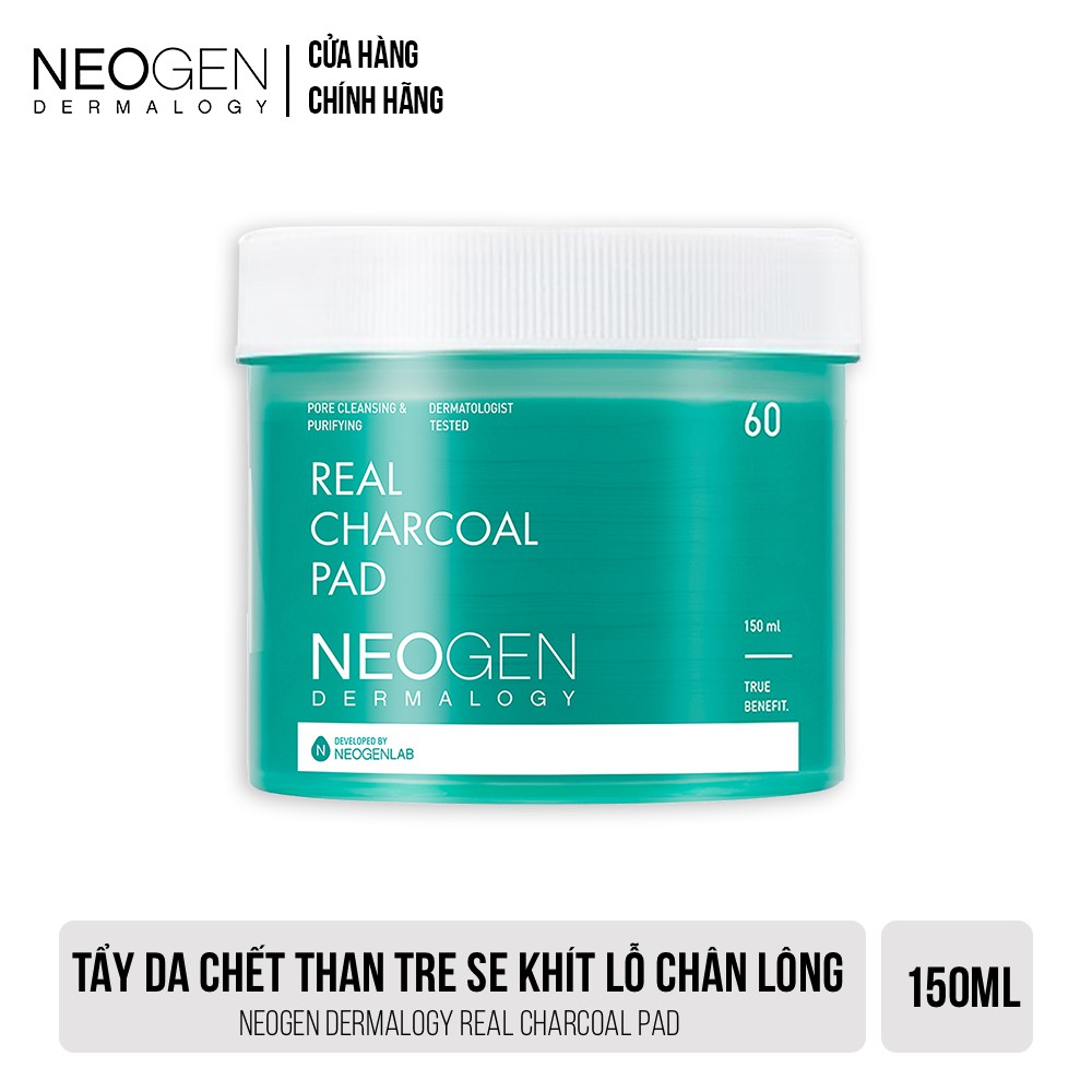 [Mã COSDAY giảm 50k đơn 250k] Toner Pad Tẩy Da Chết Than Tre Se Khít Lỗ Chân Lông Neogen Dermalogy Real Charcoal 60Miếng