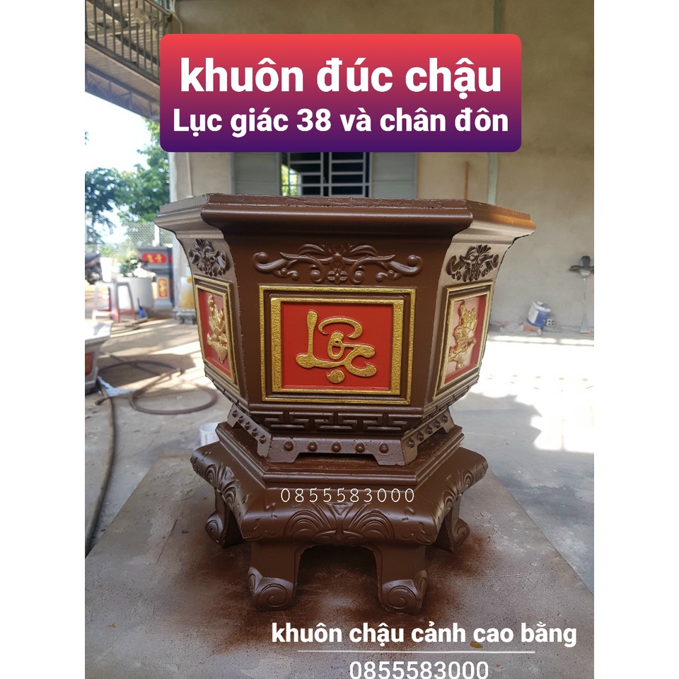 Khuôn đúc chậu cảnh lục giác 38 và chân đôn (khuôn ABS có lòng trong)