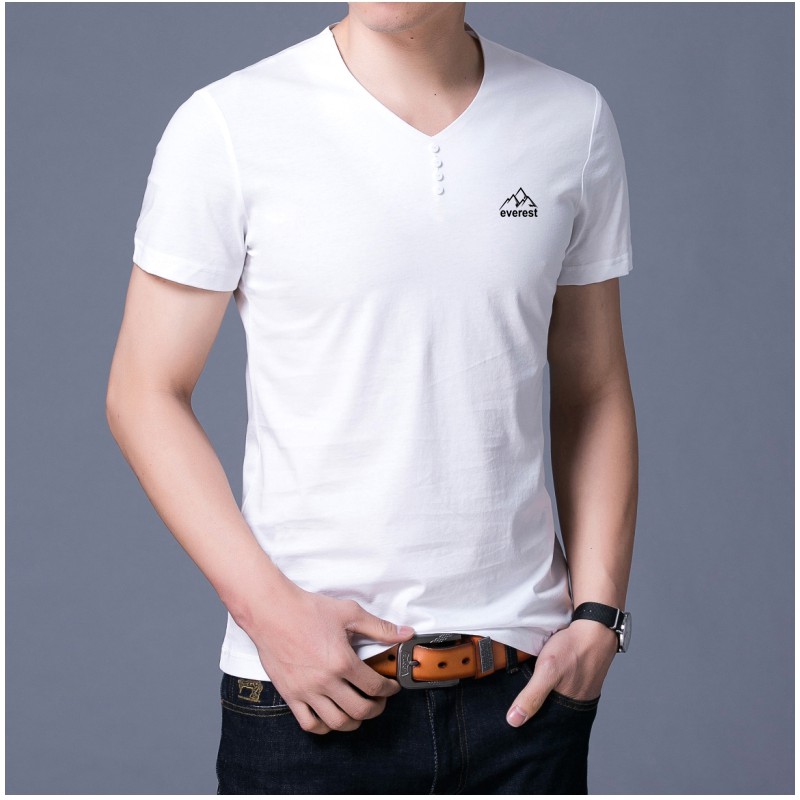 Áo Thun Nam Ngắn Tay Cổ Tim Body Bonado BN06 - Trắng