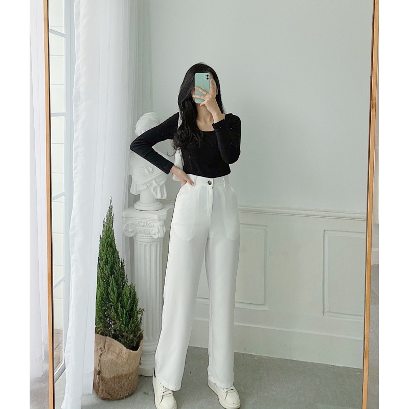 Culottes Pants ( Quần ống suông cạp cao) Dài 100cm