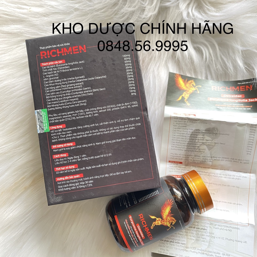 RICHMEN hộp 30viên-Tăng cường sinh lý nam, tăng cường sinh lực, cải thiện sinh lý, hỗ trợ làm chậm quá trình mãn dục nam