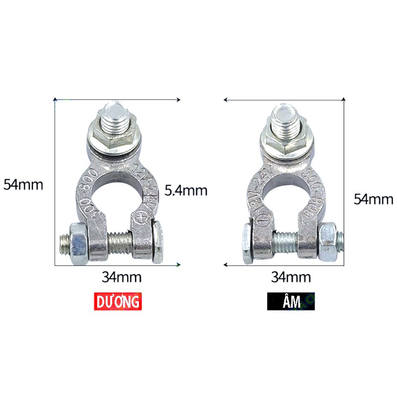 Đầu kẹp cọc bình ắc quy (1 cặp) loại to - xe ô tô - xe nâng điện