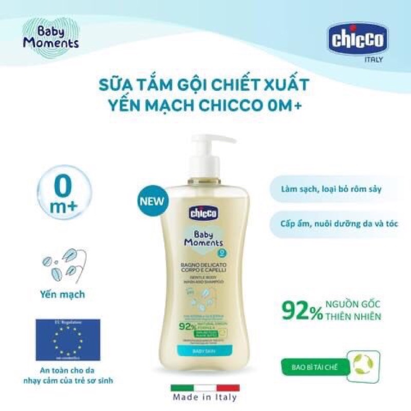 [Chính Hãng] Sữa tắm gội chiết xuất Yến mạch 0M+ Chicco