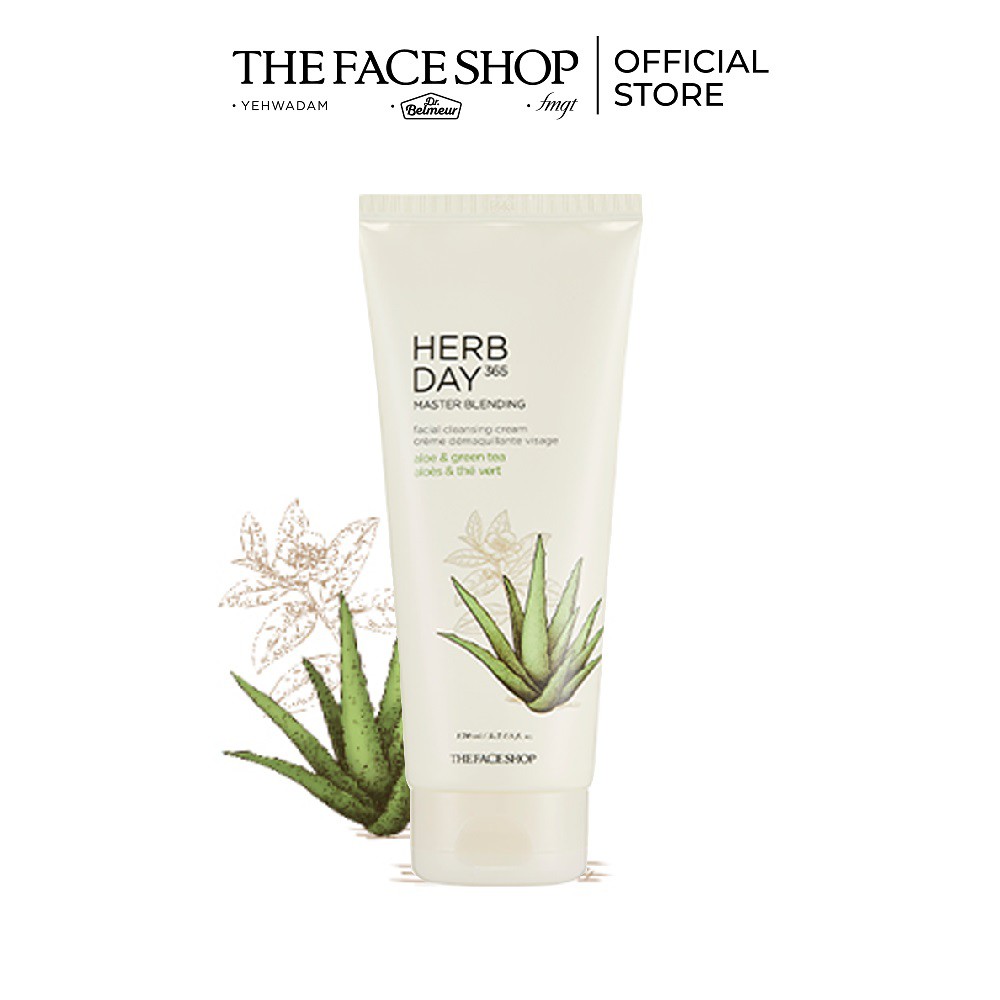 Kem Tẩy Trang THEFACESHOP HERB DAY 365 MASTER BLENDING FACIAL CLEANSING CREAM ALOE & GREEN TEA 170ml(01/02/2023)