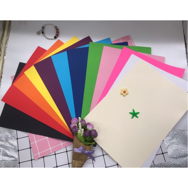 Giấy bìa màu A4 làm thiệp, scrapbook (1 set 5 tờ-8 tờ)