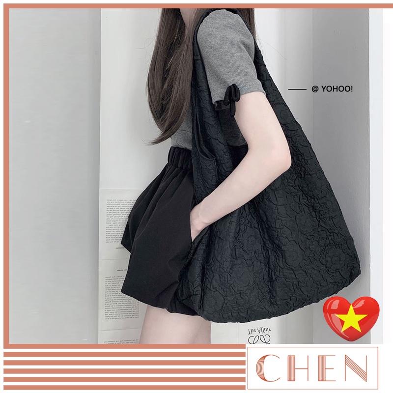 Túi tote vải canvas đeo chéo đeo vai nữ CHEN, tui tote đeo vai a4 phong cách ulzzang đi học đi chơi TX86