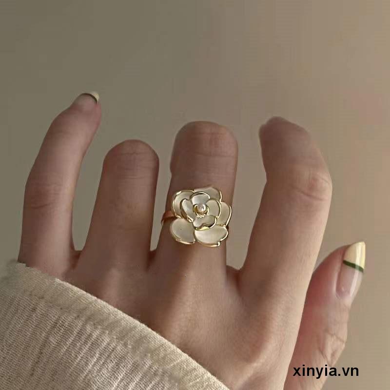 Nhẫn Hở Hình Hoa Trà Phong Cách Mới 2022