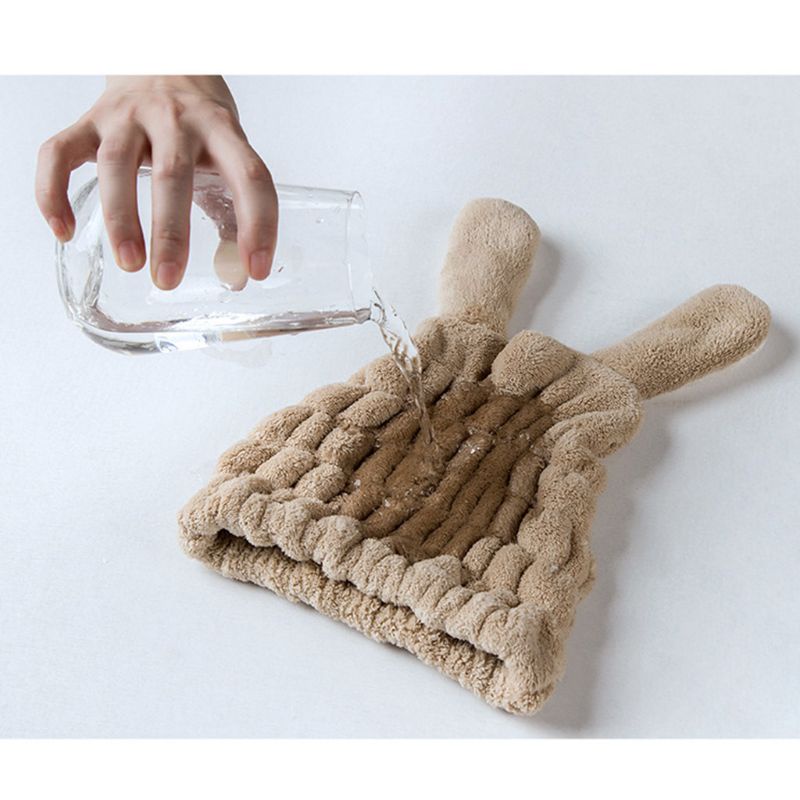 Mũ Trùm Đầu Hình Tai Thỏ Dễ Thương Siêu Thấm Hút Nhanh Khô Tóc Tiện Dụng