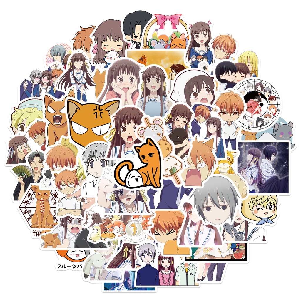 Y&P| Hình Dán Chống Nước Fruits Basket Nhật Bản Anime Mũ Bảo Hiểm Máy Tính Xách Tay Hành Lý Dán Thiết Lập, 50 tờ