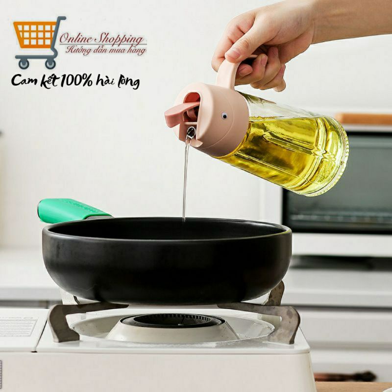 Bình Đựng Dầu Ăn, Gia Vị Thủy Tinh Thiết Kế Tự Mở Nắp Khi Rót Dung Tích 630ML Thủy Tinh Cao Cấp